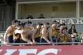 Mansfield players on Grandstand